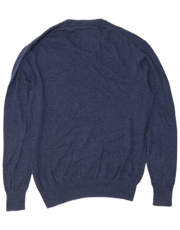 Superdry Mens V-Neck Jumper Sweater Medium Navy Blue Cotton