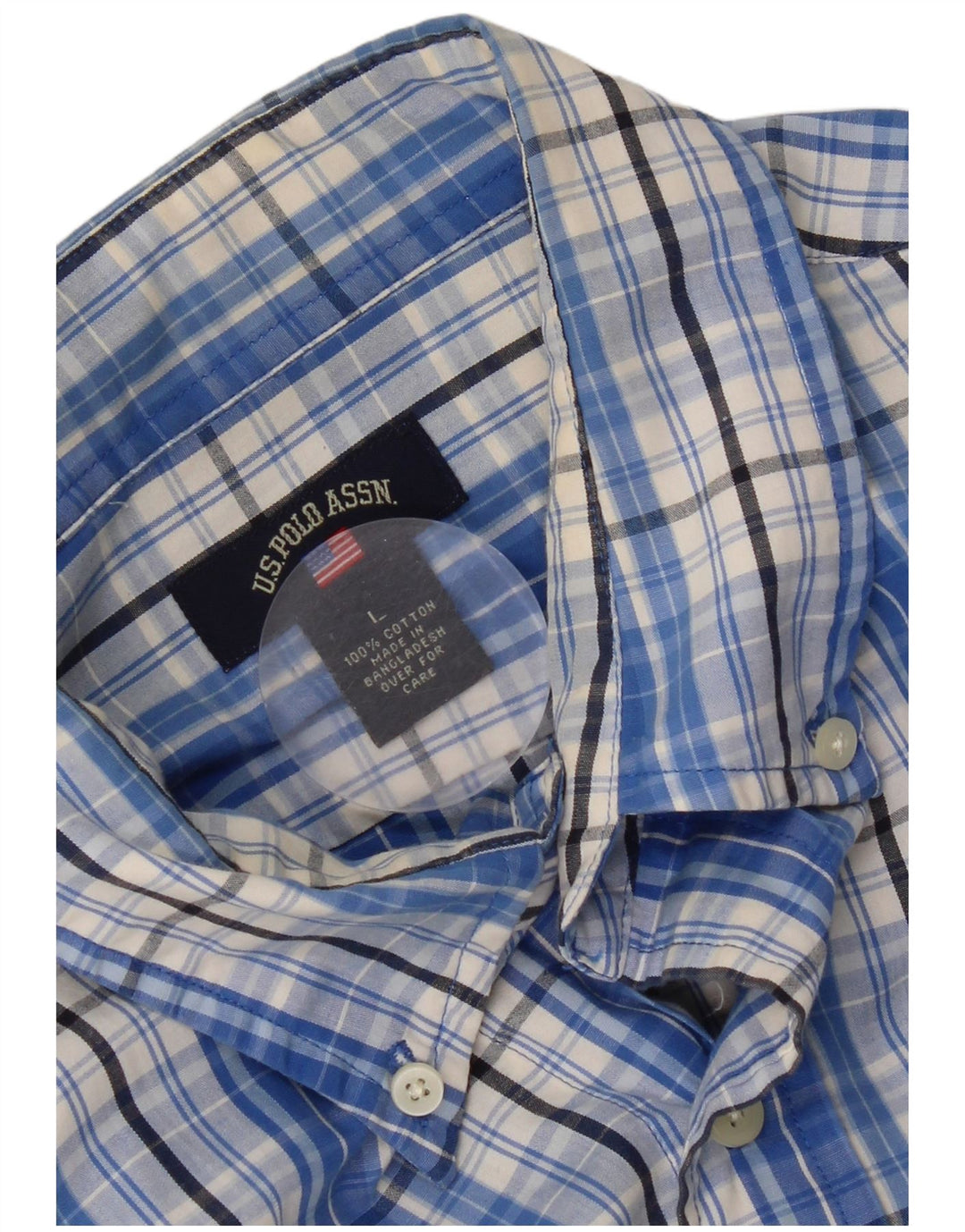 U.S. Polo Assn. Mens Shirt Large Blue Check Cotton