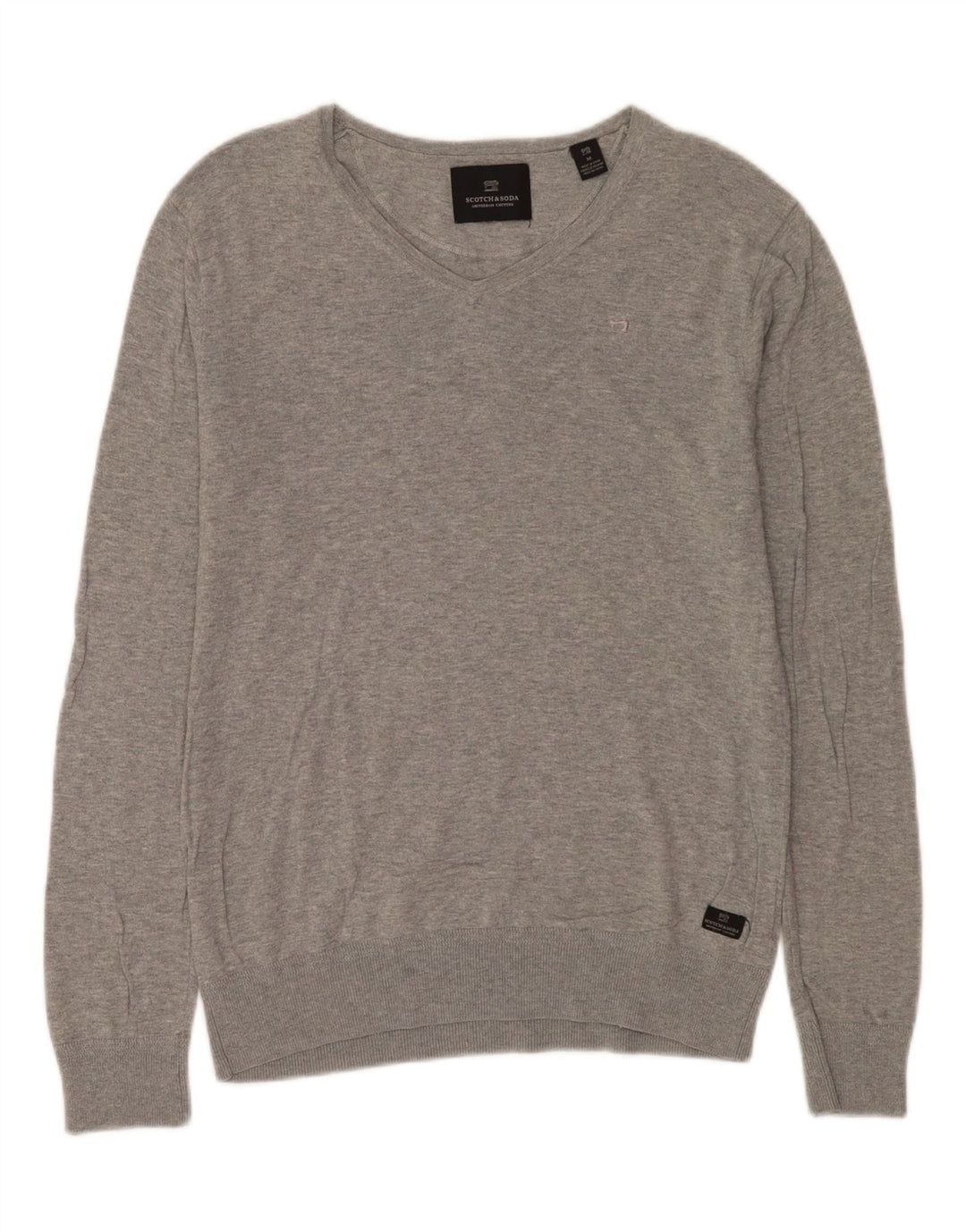 Scotch & Soda Mens Amsterdam Couture V-Neck Jumper Sweater Medium Grey