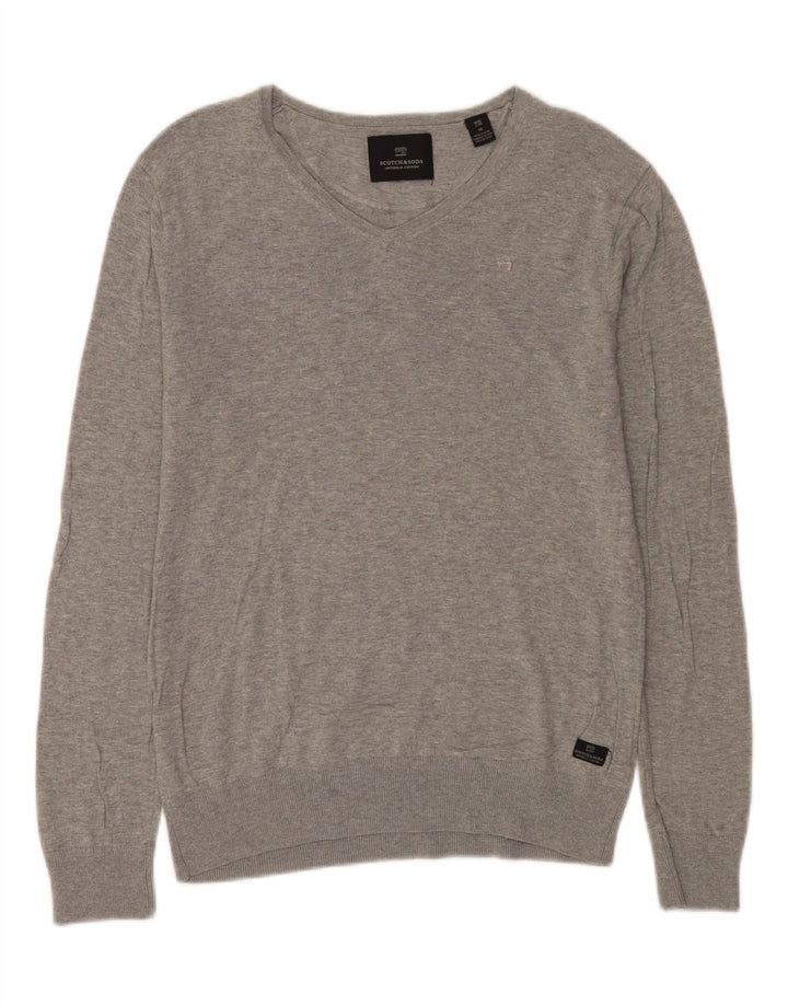 Scotch & Soda Mens Amsterdam Couture V-Neck Jumper Sweater Medium Grey