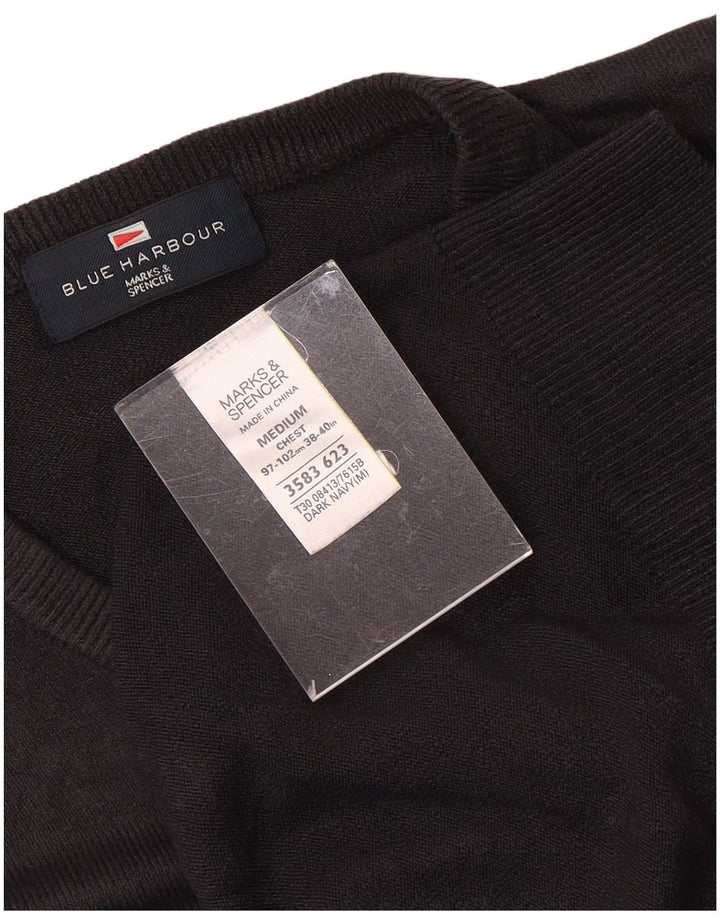 Męski sweter MARKS & SPENCER Blue Harbor z dekoltem w kształcie litery V, średni czarny