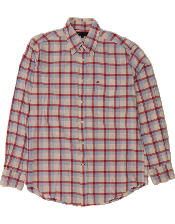 TOMMY HILFIGER Mens Shirt Medium Red Check Cotton Vintage Tommy Hilfiger and Second-Hand Tommy Hilfiger from Messina Hembry 