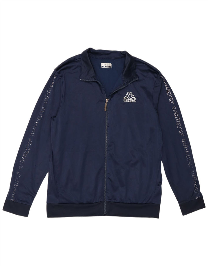 Kappa Mens Graphic Tracksuit Top Jacket 2XL Navy Blue Polyester