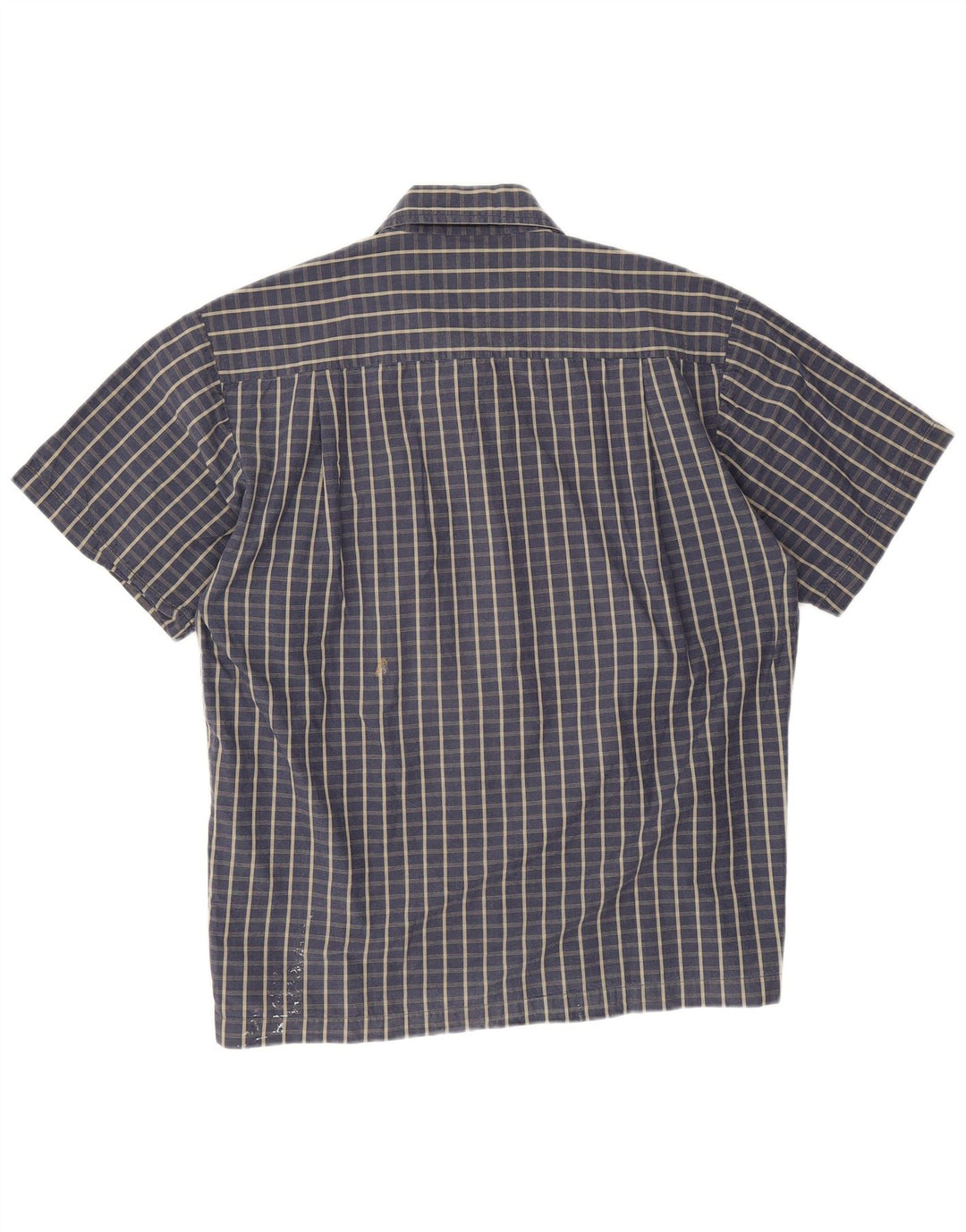 Dickies Mens Short Sleeve Shirt Medium Navy Blue Check Cotton