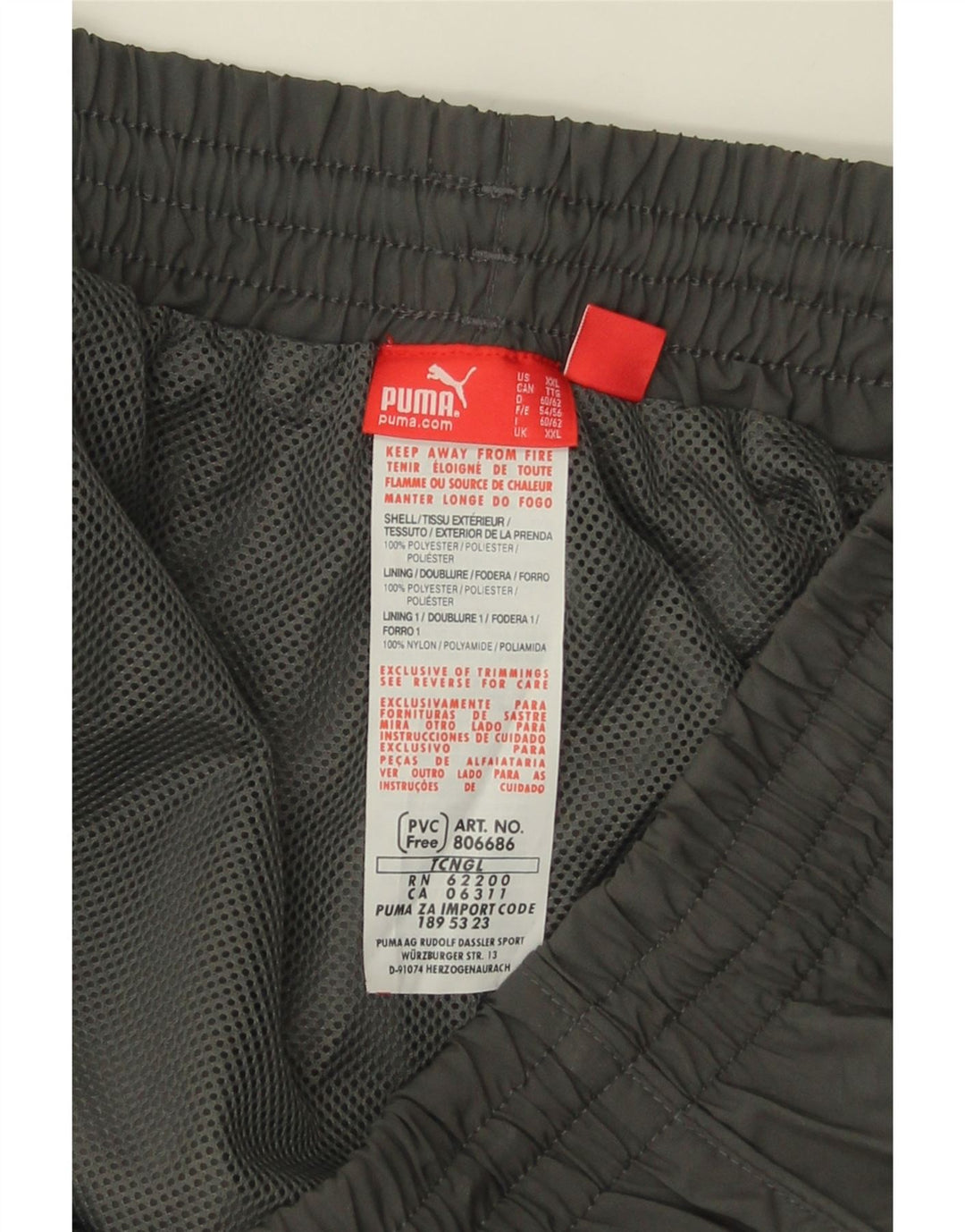 PUMA Mens Tracksuit Trousers 2XL Grey Polyester