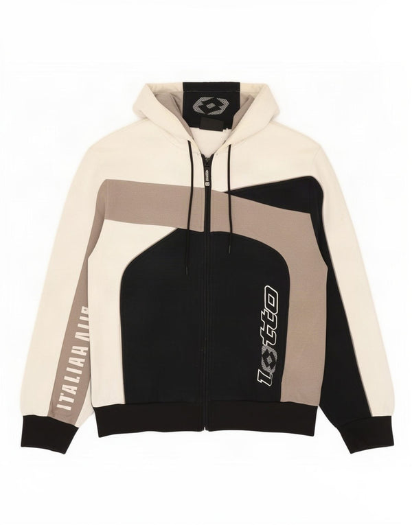 Maglione con cappuccio e zip grafica da uomo Lotto UK 38/40 Medium Black Colourblock