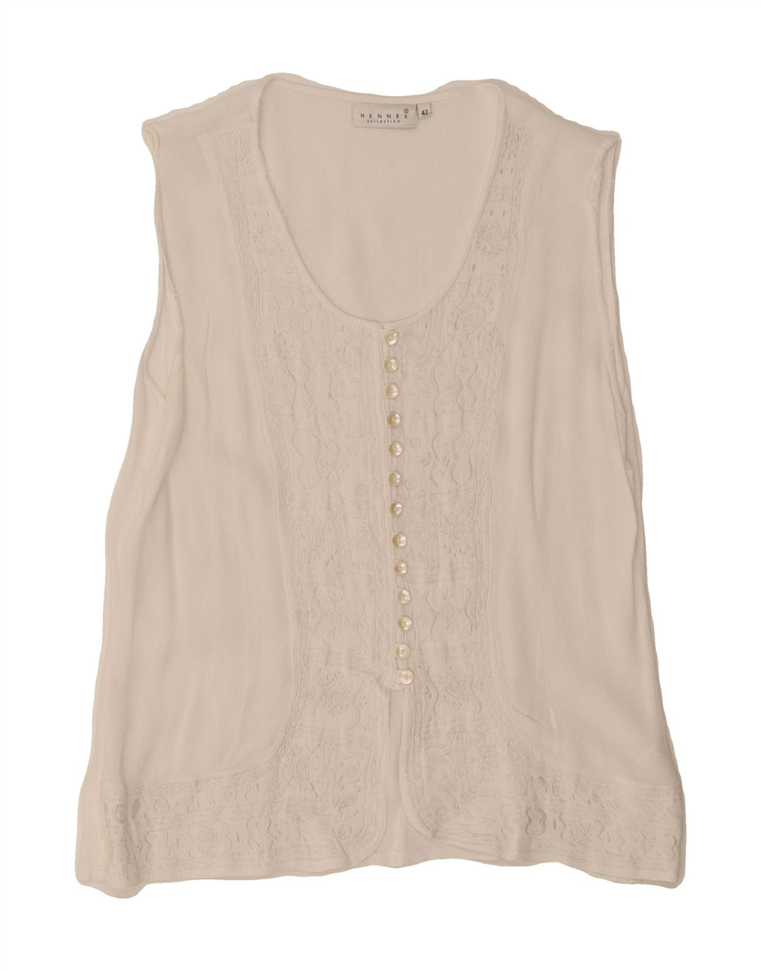 HENNES Womens Sleeveless Shirt Blouse IT 42 Medium White Viscose Vintage Hennes and Second-Hand Hennes from Messina Hembry 