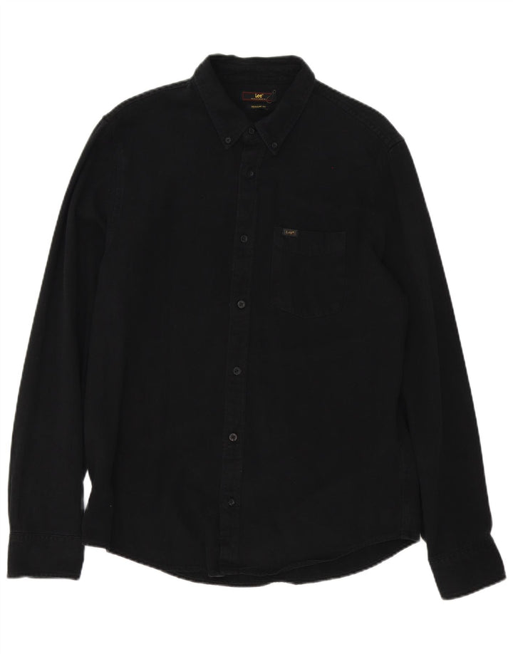 Camisa Lee De Corte Regular Para Hombre De Algodón Negro Mediano