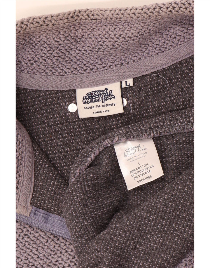 WEIRD FISH Herren-Sweatshirt mit Reißverschluss am Hals, groß, aus grauer Baumwolle