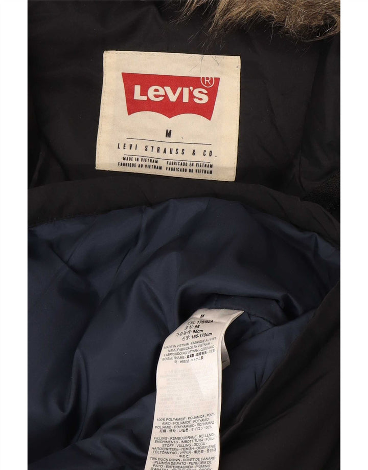 Levi's Herre hættepolstret frakke UK 38 medium sort polyamid