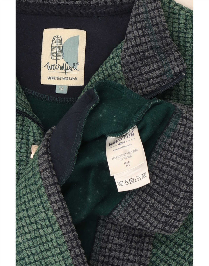 Weird Fish Dame Zip Neck Fleece Jumper UK 14 Large Green Polyester