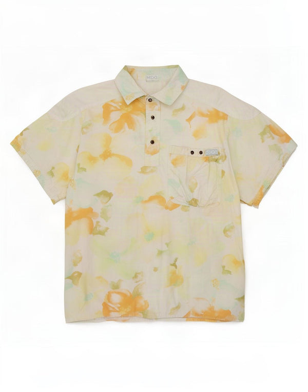 Chemise pull à manches courtes Vintage pour hommes, teinture par nouage multicolore moyen