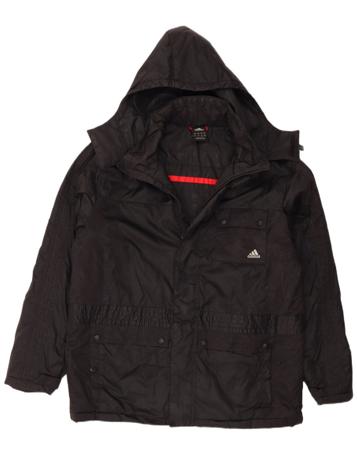 Adidas Herre Hooded Utility Jacket UK 40 Large Black Polyamide