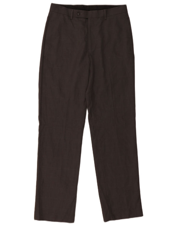 CALVIN KLEIN Mens Straight Suit Trousers W30 L32 Grey Check Polyester
