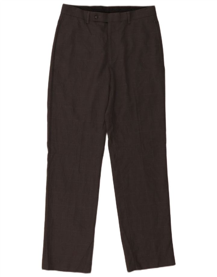 CALVIN KLEIN Mens Straight Suit Trousers W30 L32 Grey Check Polyester