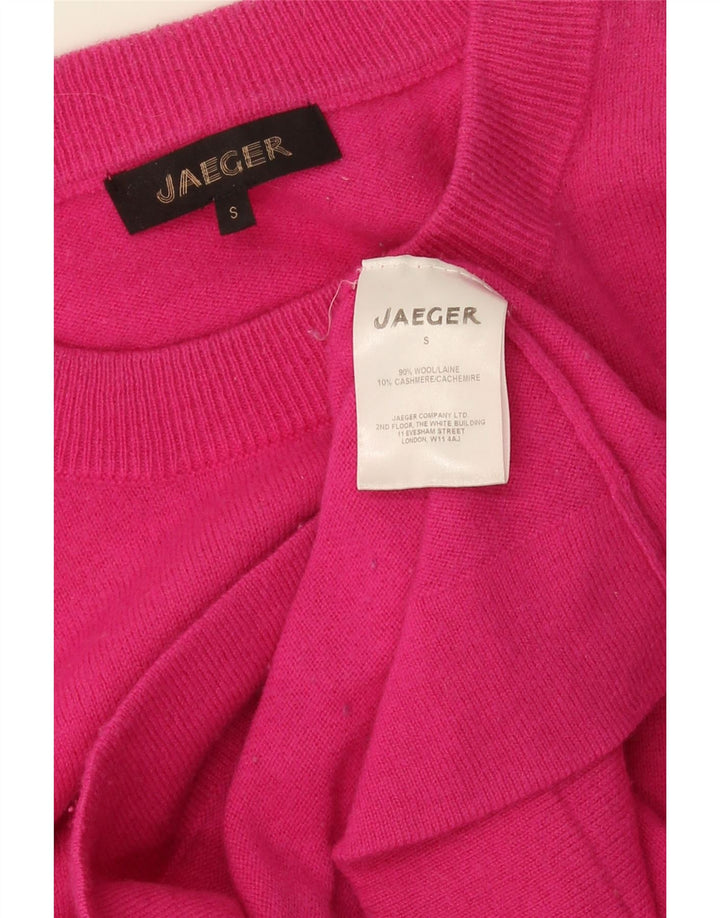 Maglione maglione girocollo da donna Jaeger UK 10 piccolo lana rosa