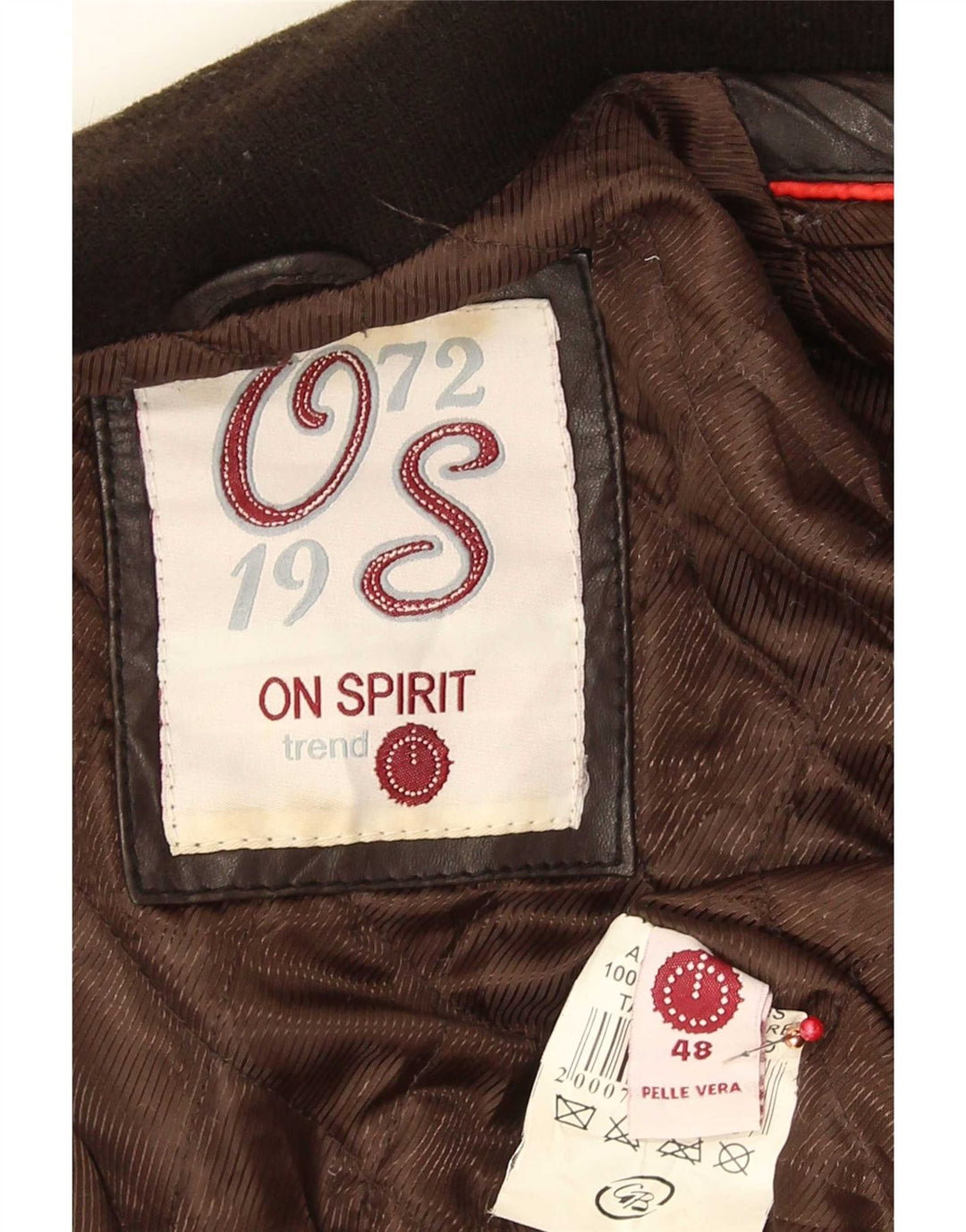 On Spirit Mens Leather Jacket IT 48 Medium Brown