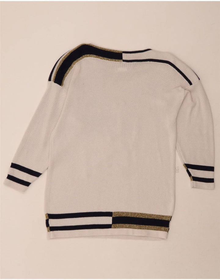 BLUHMOD Womens Longline Boat Neck Jumper Sweater UK 16 Large White Vintage Bluhmod and Second-Hand Bluhmod from Messina Hembry 