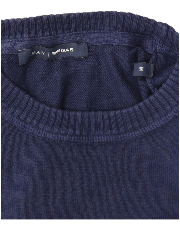 Maglione maglione girocollo da uomo Gas cotone medio blu navy
