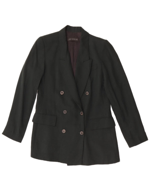 Jaqueta blazer feminina Zara com peito duplo UK 10 Lyocell verde pequeno