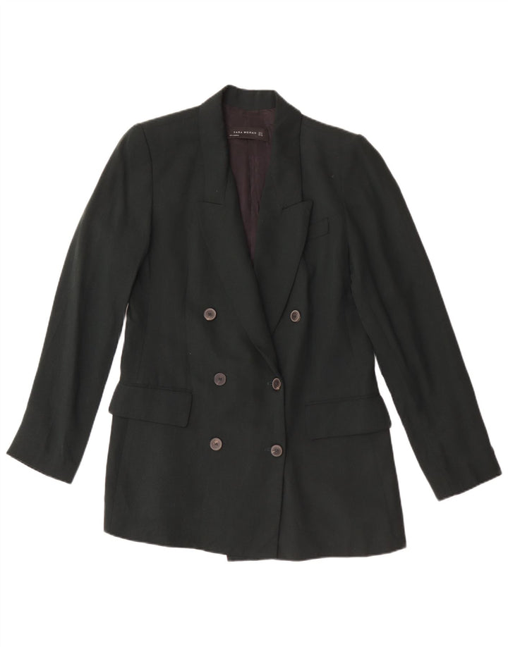 Zara Veste Blazer Double Boutonnage Femme UK 10 Petit Lyocell Vert