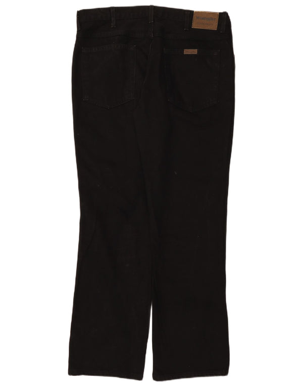 Wrangler Mens Regular Straight Jeans W38 L32 Black Cotton