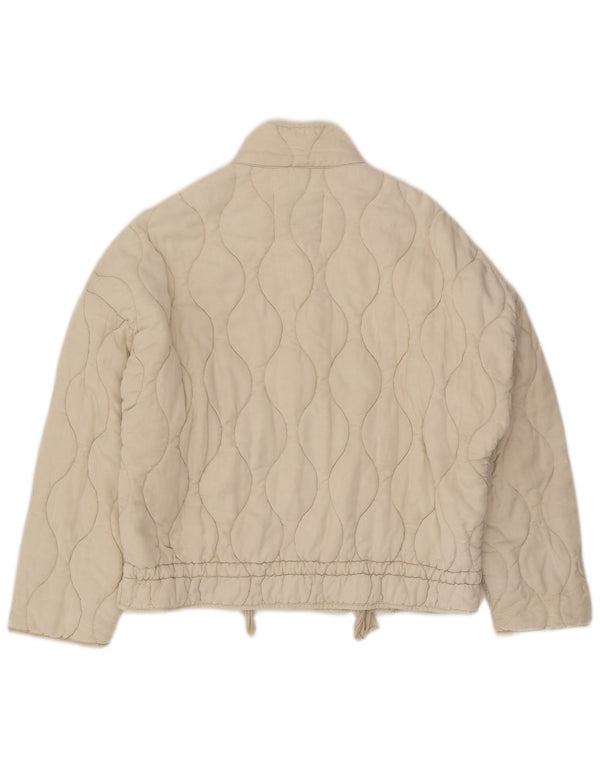 Zara Veste matelassée surdimensionnée pour femme UK 10 Petit coton beige