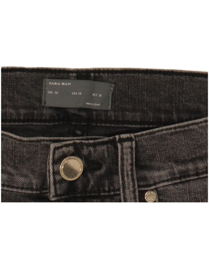 ZARA Herren Straight Jeans EU 38 Small W30 L29 Schwarz