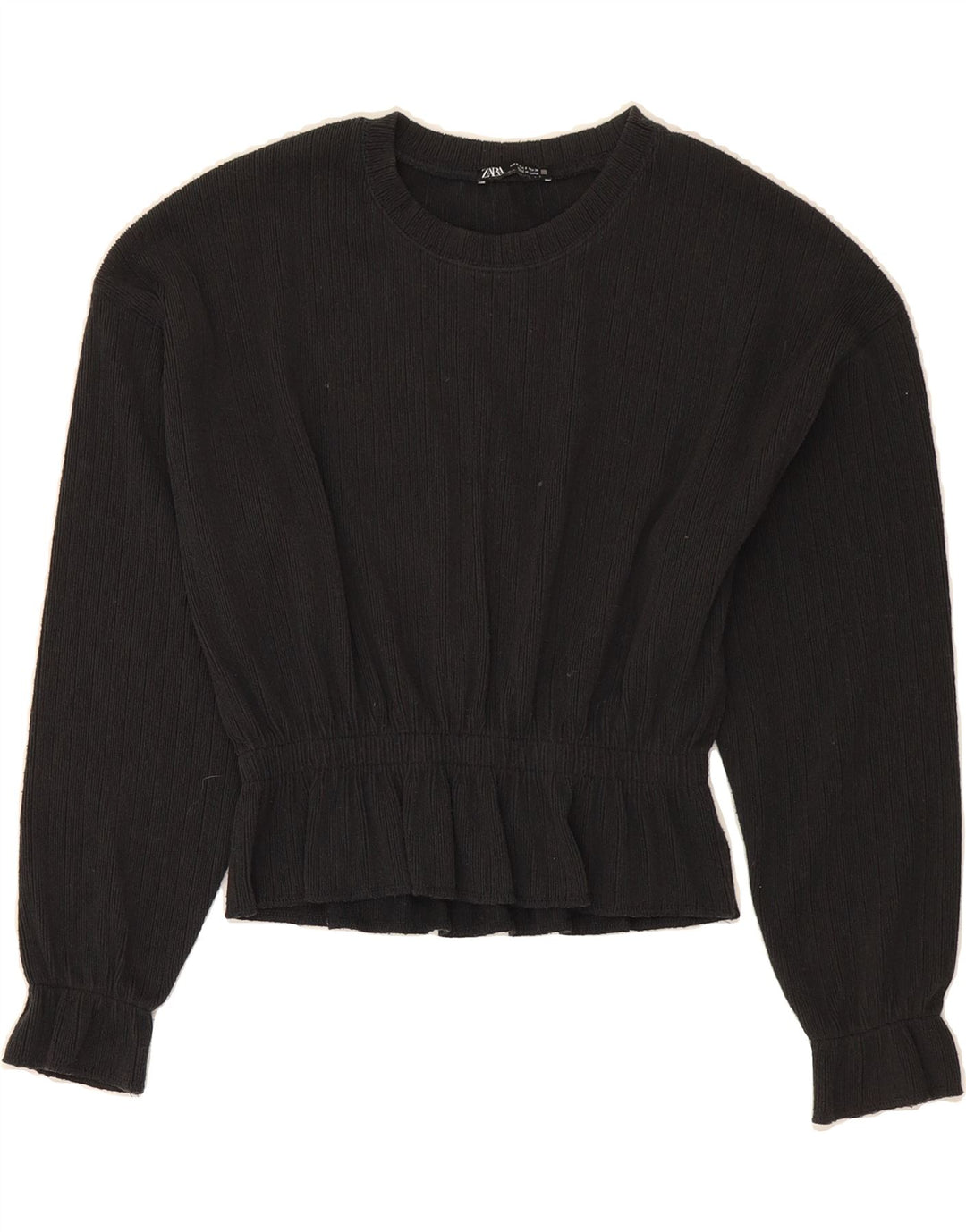 ZARA Womens Long Sleeve Blouse Top UK 10 Small Black Polyester Vintage Zara and Second-Hand Zara from Messina Hembry 