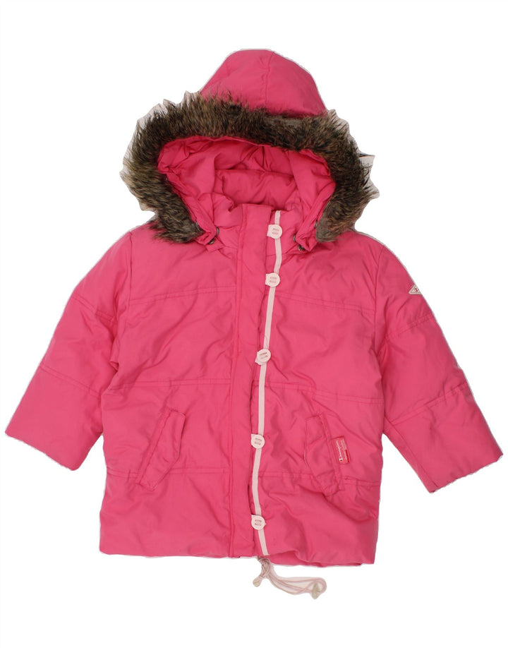 CHAMPION Baby Girls Hooded Padded Jacket 18-24 Months Large  Pink Vintage Champion and Second-Hand Champion from Messina Hembry 