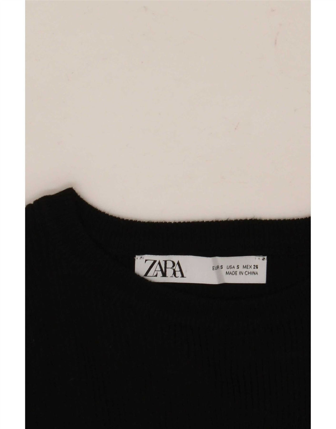 Zara Dame Crop Top Langærmet UK 8 Lille Sort