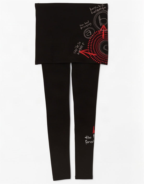 Desigual Leggings grafici da donna UK 10 Small Black Geometric