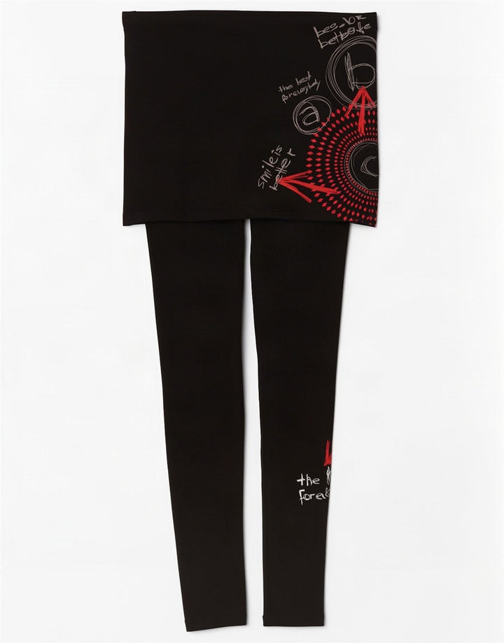 Desigual Womens Graphic Leggings UK 10 Small Black Geometric
