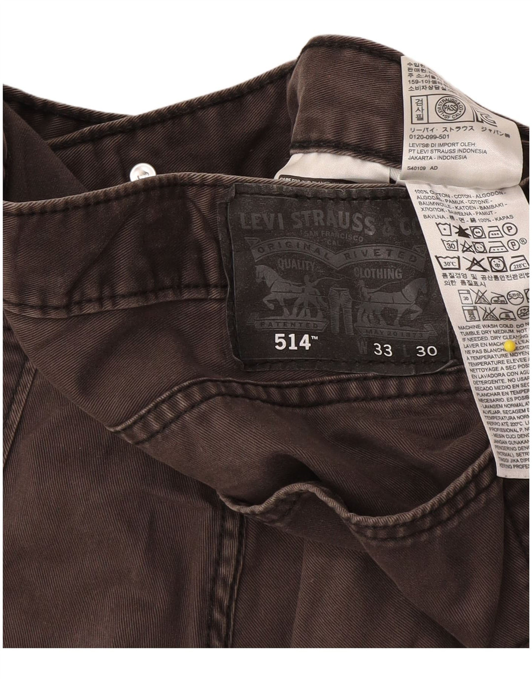 Levi's Uomo 514 Jeans dritti W33 L30 Cotone grigio