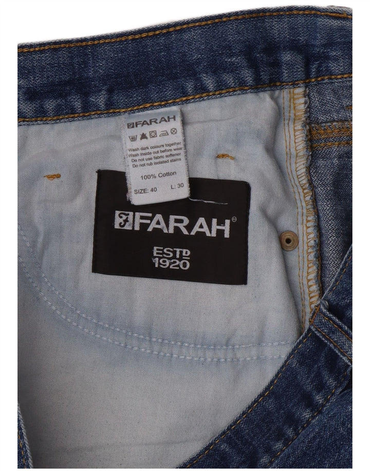 FARAH Straight Jeans til mænd W40 L30 Blå Bomuld