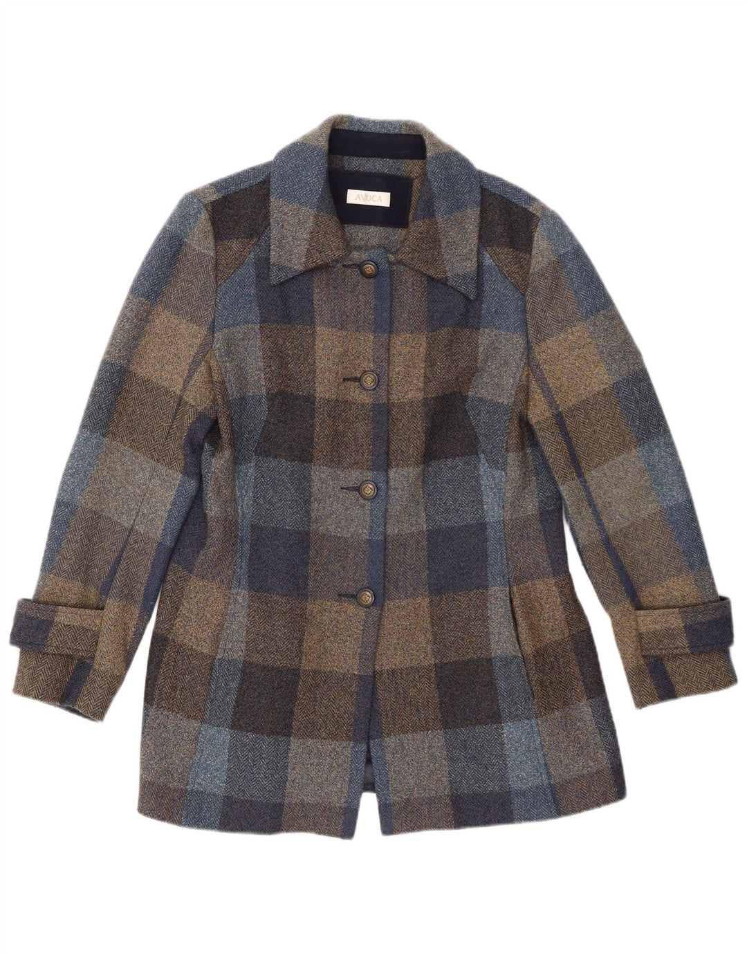 AVOCA Dame Overfrakke UK 14 Medium Blue Check