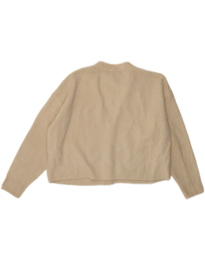 Zara Womens Crop Oversized cardigan sweater UK 10 Small Off White Uld