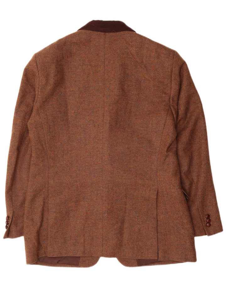 John Molloy Mens 3 Button Blazer Jacket EU 52 XL Brown Herringbone Wool