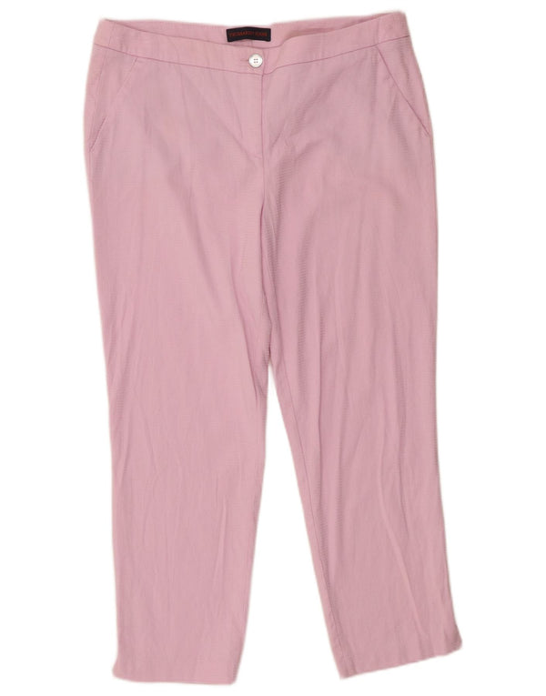 Trussardi Damen Tapered Cropped-Hose IT 44 Medium W32 L24 Rosa Baumwolle