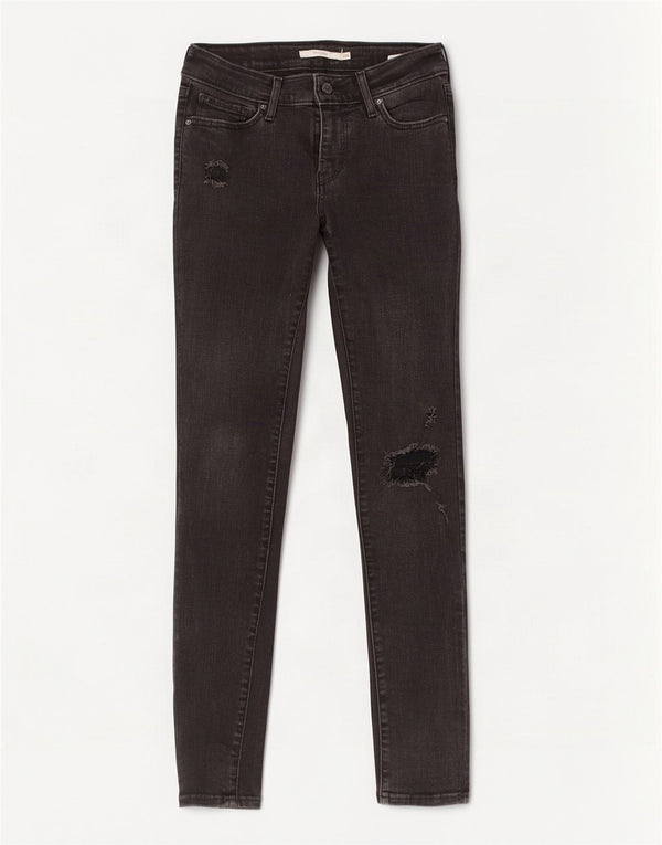 Damskie jeansy Levi's 711 w trudnej sytuacji W26 L30 Czarna bawełna