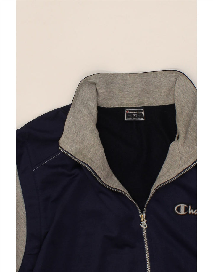 CHAMPION Mens Graphic Tracksuit Top Jacket XL Navy Blue Colourblock Vintage Champion and Second-Hand Champion from Messina Hembry 