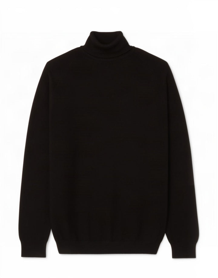 Zara Mens Roll Neck Jumper Sweater Medium Black Viscose