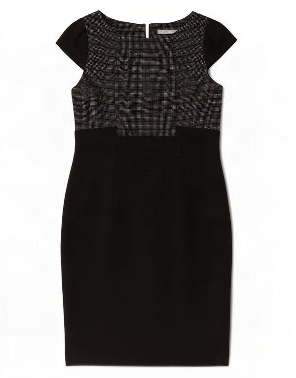 Marks & Spencer Robe fourreau pour femme UK 44 Medium Black Check Polyester