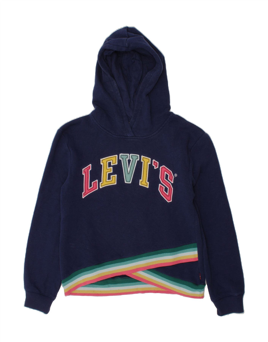 LEVI'S Girls Graphic Hoodie Jumper 9-10 Years Navy Blue Cotton Vintage Levi's and Second-Hand Levi's from Messina Hembry 
