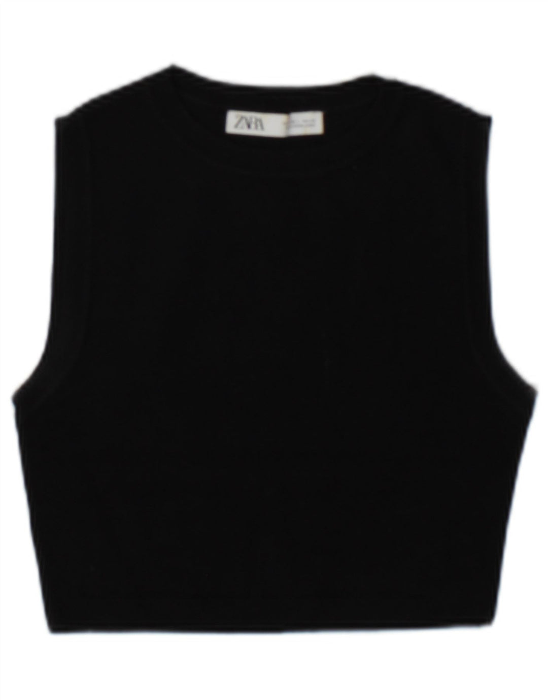 Zara Womens Crop Vest Top UK 14 Large Black Viscose