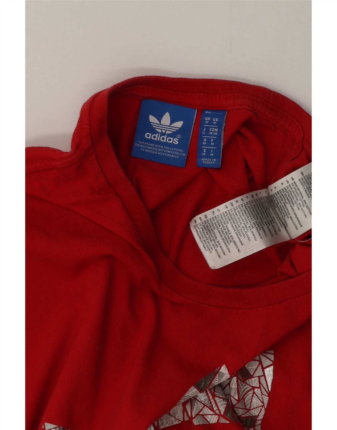 Adidas Mens Graphic T-Shirt Top Medium Red Cotton