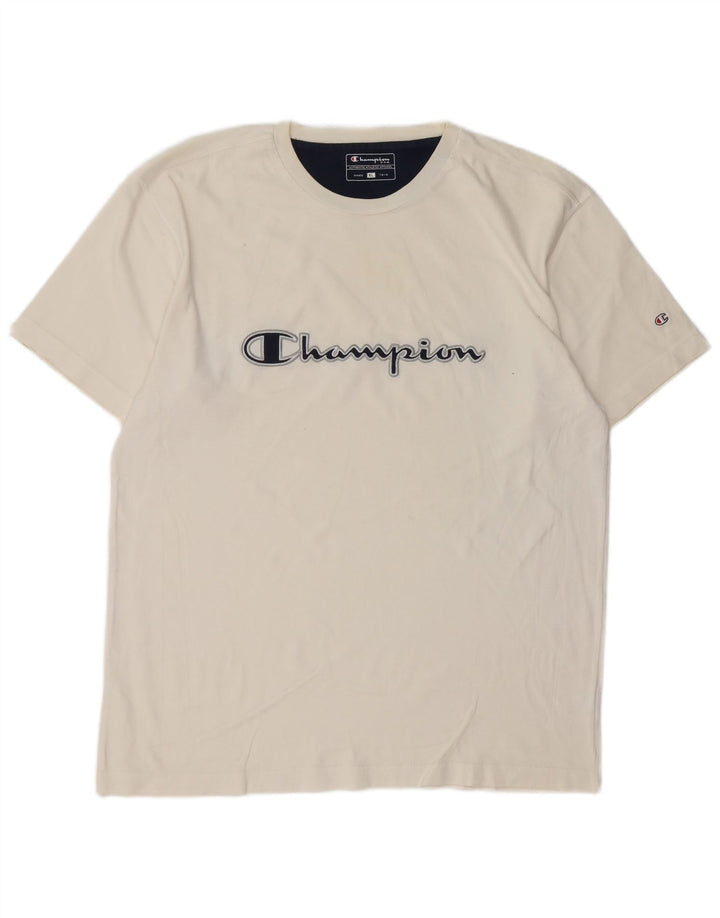 CHAMPION Mens Graphic T-Shirt Top XL White Cotton