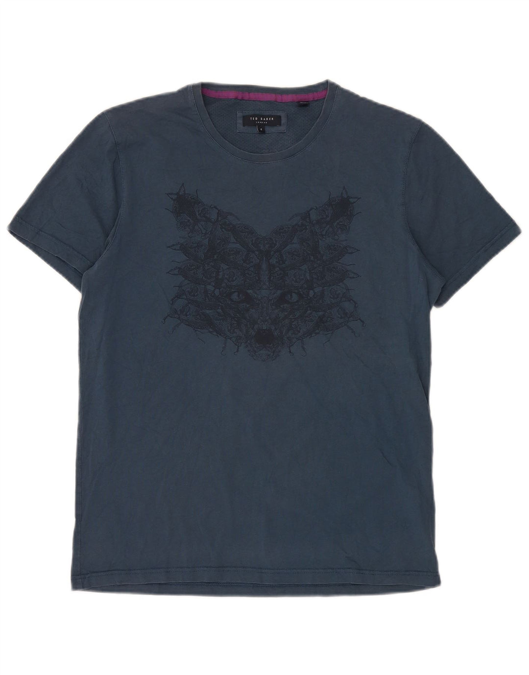 Ted Baker Mens Graphic T-Shirt Top Size 4 Large Navy Blue