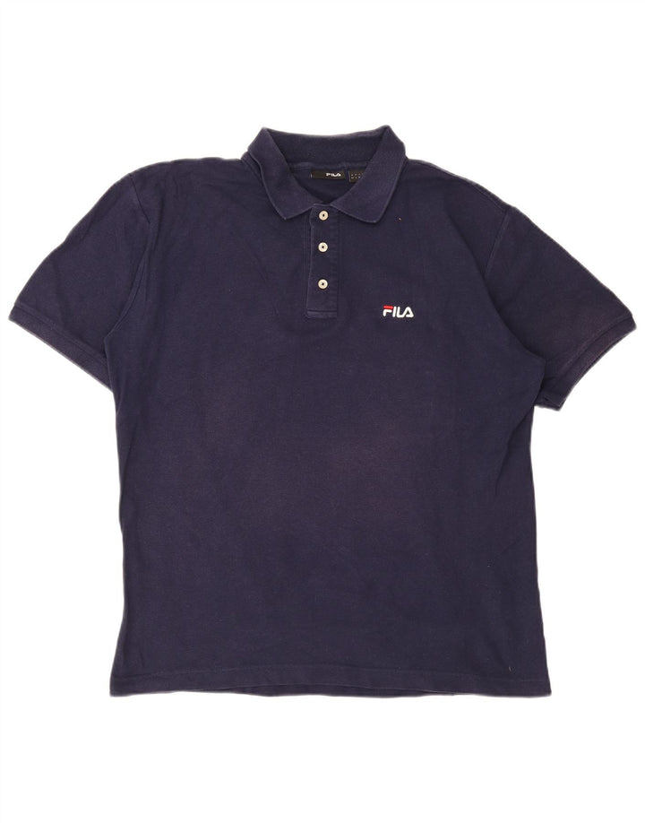 FILA Mens Polo Shirt Large Navy Blue Cotton