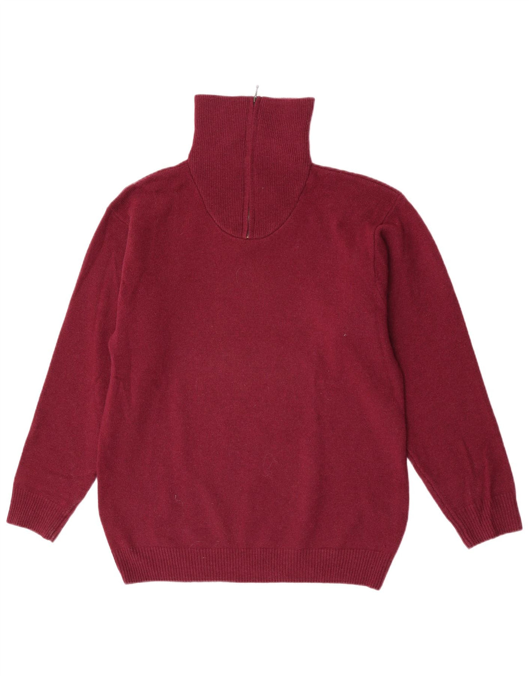 Tardini Mens Zip Neck Jumper Sweater Large Burgundy Wool